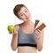 Eat less sugar, youre sweet enough as you are. Studio portrait of a fit young woman deciding whether to eat chocolate or