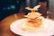 Eat sweet dessert cuisine Napoleon food in cafe menu.Pastry products close up.Delicious menu item in restaurant.Enjoy fresh Layere