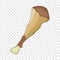 Eaten chicken drumstick bone icon, cartoon style