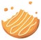 Eaten cookie with crumbs. Crunchy sweet biscuit icon