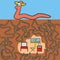 Eathworm - maze, labyrinth, game, vector humorous illustration