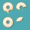 Eating donuts. glazed sweet fast food ring cake vector cartoon keyframes