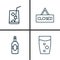 Eating Icons Set. Collection Of Lemon Juice, Beverage, Closed Placard And Other Elements. Also Includes Symbols Such As