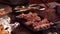 Eating Japanese izakaya yakitori grill chicken unskewered to share