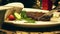 Eating juicy steaming steak in a restaurant, plate close-up shot