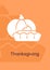 Eating pumpkin pie at Thanksgiving greeting card with glyph icon element