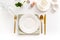 Eating utensil set - table setting for dinner with plate on napkin