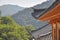 Eaves detail of traditional building at Haeinsa Temple, Mount Gaya, Gayasan National Park, South Korea