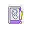 Eavesdropping on mobile devices purple RGB color icon