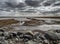 Ebb tide Road on the wadden sea to the island Mandoe, Esbjerg Denmark