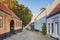 Ebeltoft, Denmark, September, 2022: beautiful street with old houses