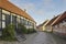 Ebeltoft, Denmark, September, 2022: Cozy street with old houses