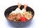 Ebi Fried don Japanese deep fried prawn rice bowl isolated on