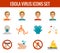 Ebola virus icons flat