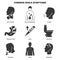 Ebola virus symptoms vector icons set