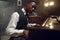Ebony grand piano player, jazz performance