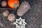 Ebony, walnut, fir cone and New Year\'s wood star