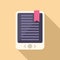 Ebook device with bookmark icon flat vector. Digital reading