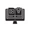 Ebook library black vector concept icon. Ebook library flat illustration, sign