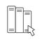 Ebooks with cursor arrow silhouette style icon vector design
