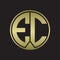 EC Logo monogram circle with piece ribbon style on gold colors