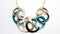 Eccentric Metallic Rings Necklace In Blue, White, And Green