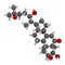 Ecdysone insect molting prohormone. 3D rendering. Atoms are represented as spheres with conventional color coding: hydrogen white