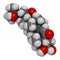 Ecdysone insect molting prohormone. 3D rendering. Atoms are represented as spheres with conventional color coding: hydrogen white