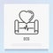 Ecg thin line icon. Cardiogram with heart. Medical research. Modern vector illustration