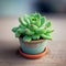 Echeveria pulidonis succulent plant in a pot on a table. Home interior decoration plant growing