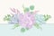 Echeveria succulent flowers fern greenery mix bouquet composition. Floral design garland foliage element pastel colors.