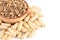 Echinacea Root in a Wooden Bowl on a White Background