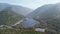 Echo lake New Hampshire Franconia Notch in fall drone