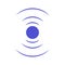 Echo sonar waves. Blue radar symbol on sea and ultrasonic signal reflection. Icon detect and scan vibration or water. Round