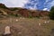 Echo valley cemetery in front of the Egyptian tombs rock formation utah