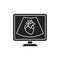 Echocardiogram machine black glyph icon. Medical and scientific concept. Pictogram for web, mobile app, promo.