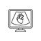 Echocardiogram machine black line icon. Medical and scientific concept. Pictogram for web, mobile app, promo. UI UX design element