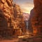 Echoing Eons - Canyon landscape reverberating with ghostly historical scenes