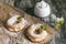 Eclair rings with a cream and canned peaches