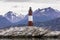 Eclaireus Lighthouse on the Beagle Channel, Ushuaia Argentina.