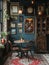 Eclectic bistro with mismatched furniture and a collection of art