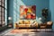 Eclectic Chic: Living Room with Multi-Colored Furniture in a Stylish Fusion. Generative AI