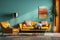 Eclectic Chic: Living Room with Multi-Colored Furniture in a Stylish Fusion. Generative AI