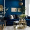 In an eclectic style, blue colour in the décor.made by AI