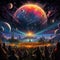 Eclipse Elation - Festival Scene Celebrating a Cosmic Alignment