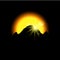 Eclipse sunset in space mountains, vector illustration