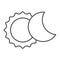 Eclipse thin line icon, space and astronomy, solar eclipse sign, vector graphics, a linear pattern on a white background