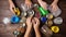 Eco Activist hands sorting waste preparing for recycling, environment, ecology, Earth day concept