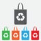 Eco bag, Bag with recycling symbol - Vector. color icon