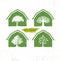 Eco Barn House Creative Vector Green Design Element. Organic Bio Concept On Natural Texture Rough Background.